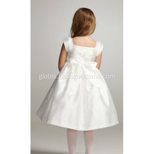 Party Flower Girls Dresses Ball Gown Square Neck Knee-length Taffeta Bowknot Flower Girl Dress Manufactory